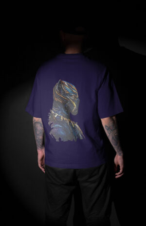 DUuniq Oversized Classic T-Shirt in Lavender with Black Panther DTF Print